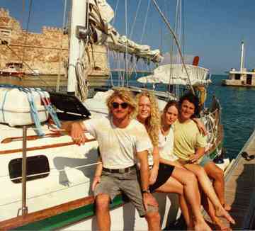Best friends, co-owners, crew - Dockside aboard the Sassafras